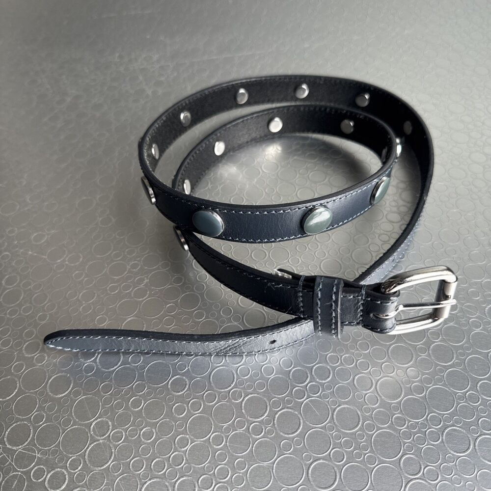 LOFT Womens Navy Blue Narrow Embellished Belt Skinny Leather - Size Medium M